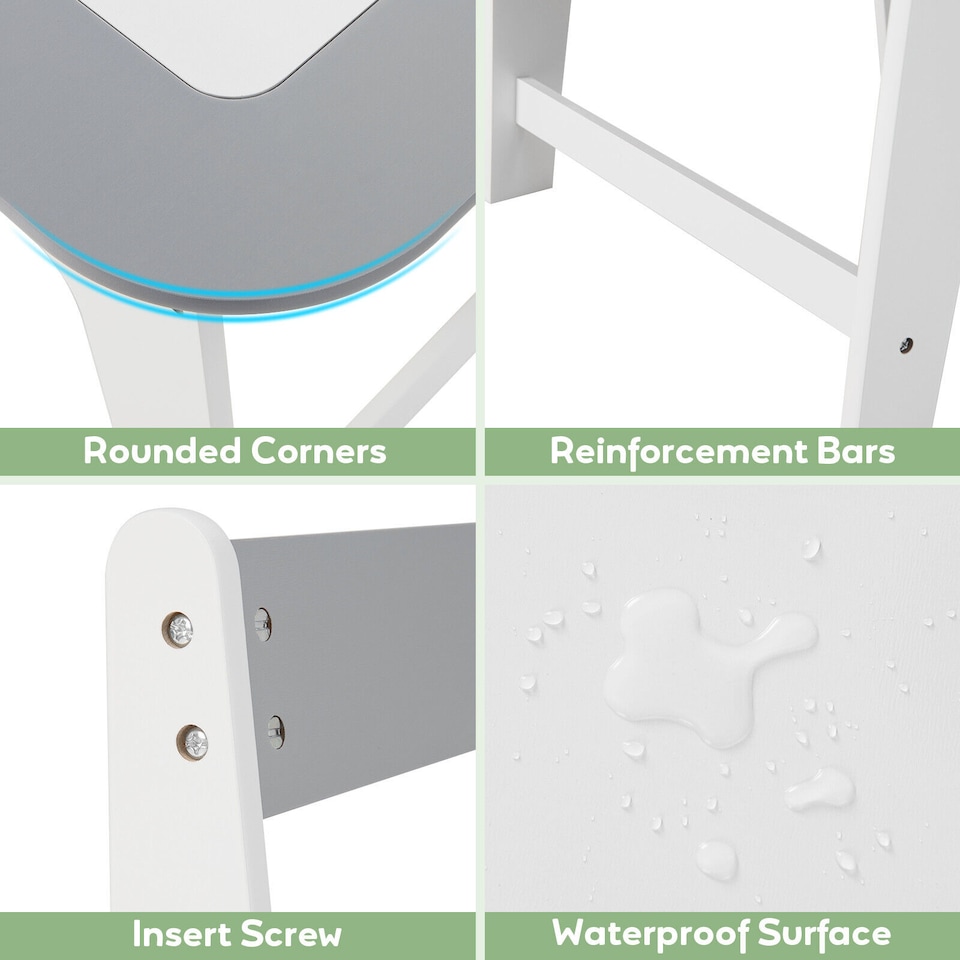 image 1 of COSTWAY 2 in 1 Children Activity Table and Chair Set Grey
