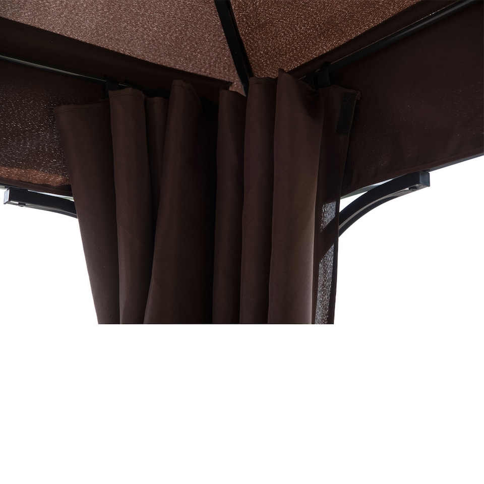 image 1 of Outsunny 3 x 3m Garden Gazebo Outdoor Gazebo Canopy Shelter with Curtains and Steel Frame for Lawn Yard and Deck Coffee