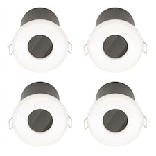 Set of 4 Fire Rated Bathroom Downlights - White IP65 Recessed Downlights | White | Clear | 4