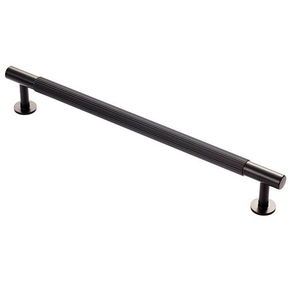 Loops Lined Bar Door Pull Handle - 274mm x 13mm - 224mm Centres - Matt Black