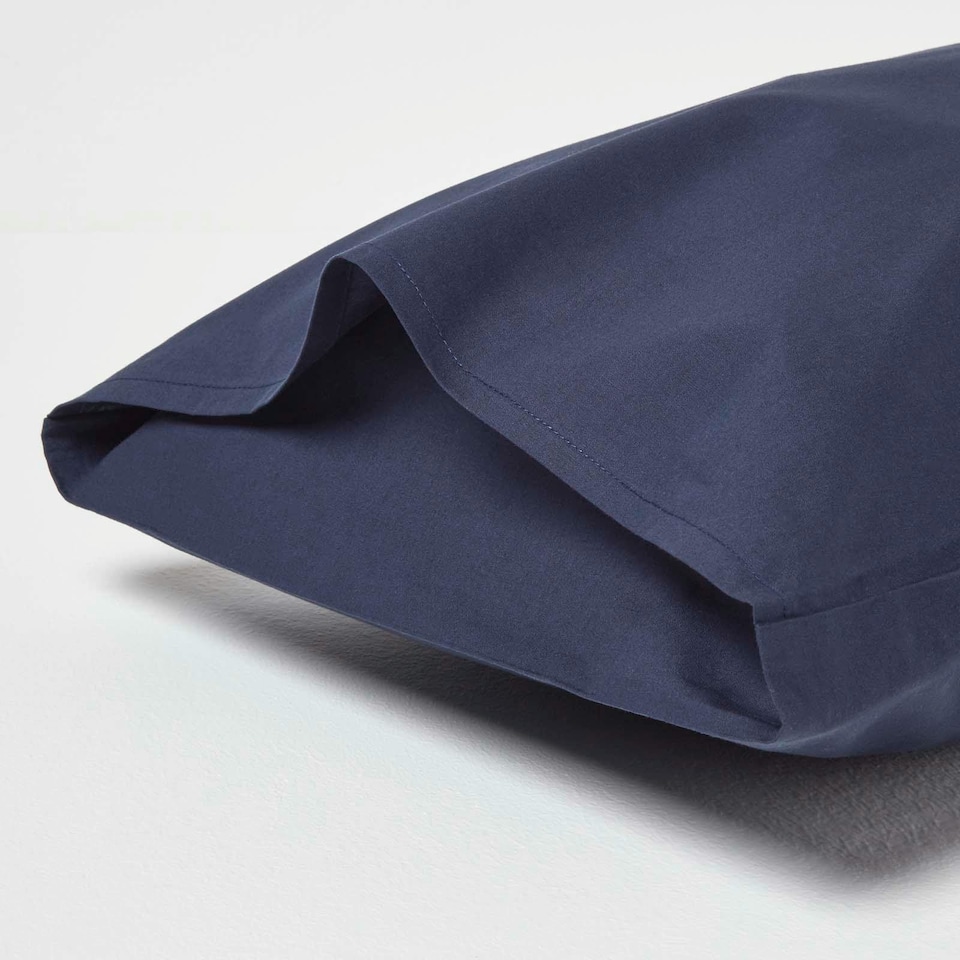 image 1 of Homescapes Navy Cotton Kids Pillowcases 40 x 60 cm 200 Thread Count - 2 Pack | Blue