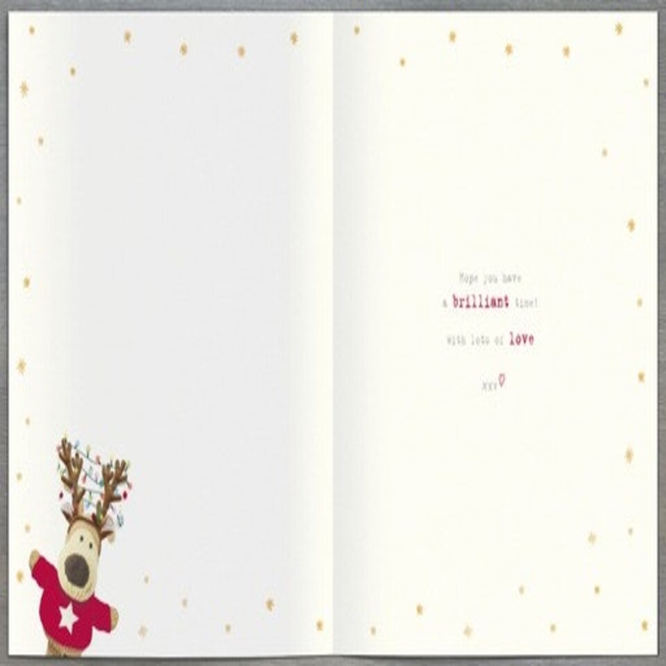 image 1 of Boofle with Reindeer Horns Christmas Card