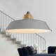 image 4 of Set of 2 Jakob - Grey Metal and Wood Easy Fit Pendant Shades Grey | Brown
