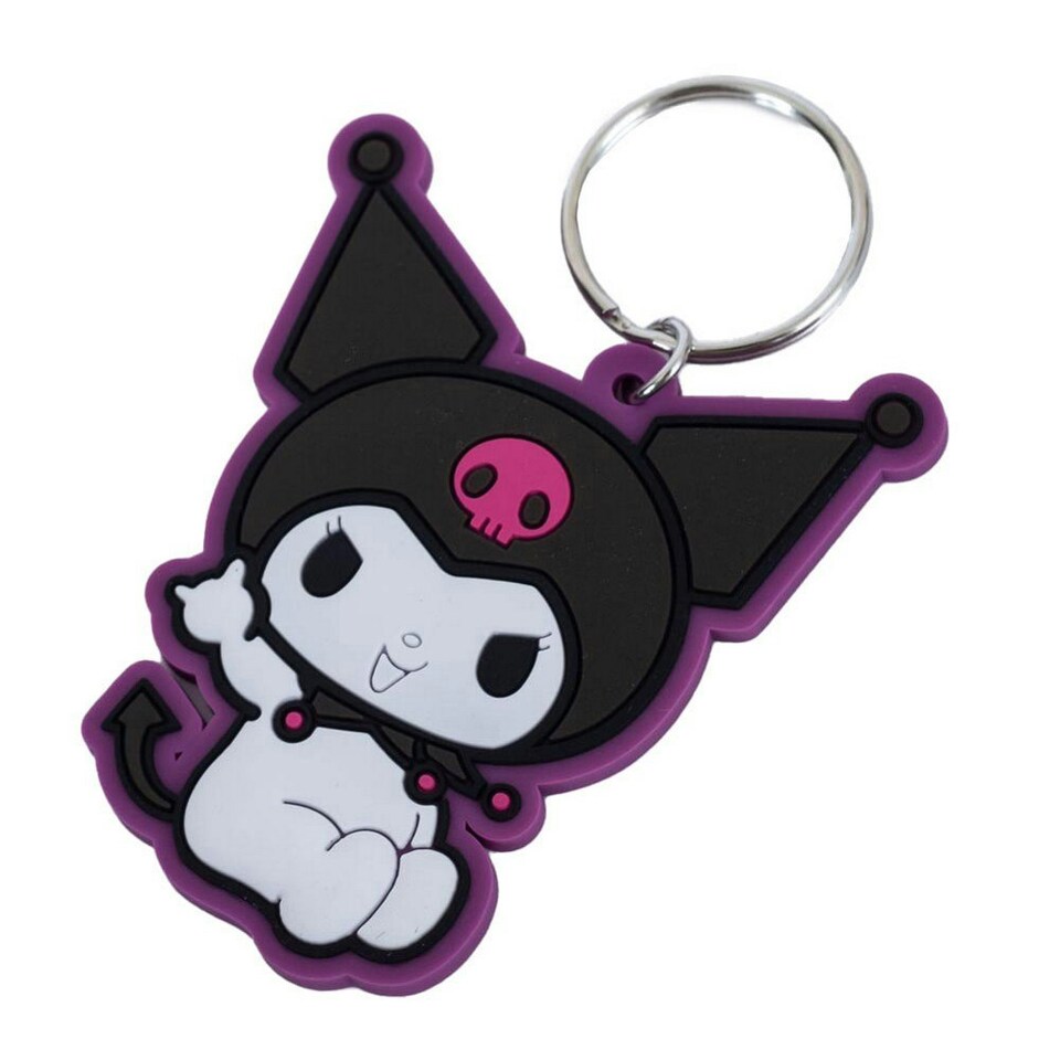 image 1 of Sanrio Rock Hand PVC Kuromi Keyring - Multicoloured - 65mm x 55mm
