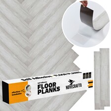 NOVECRAFTO Self Adhesive Vinyl Floor Plank – Peel & Stick 36x5.98 in – Light Grey Ash Breeze – Wood Effect – Waterproof DIY Flooring – Easy to Install Grey | 2.78 sqm