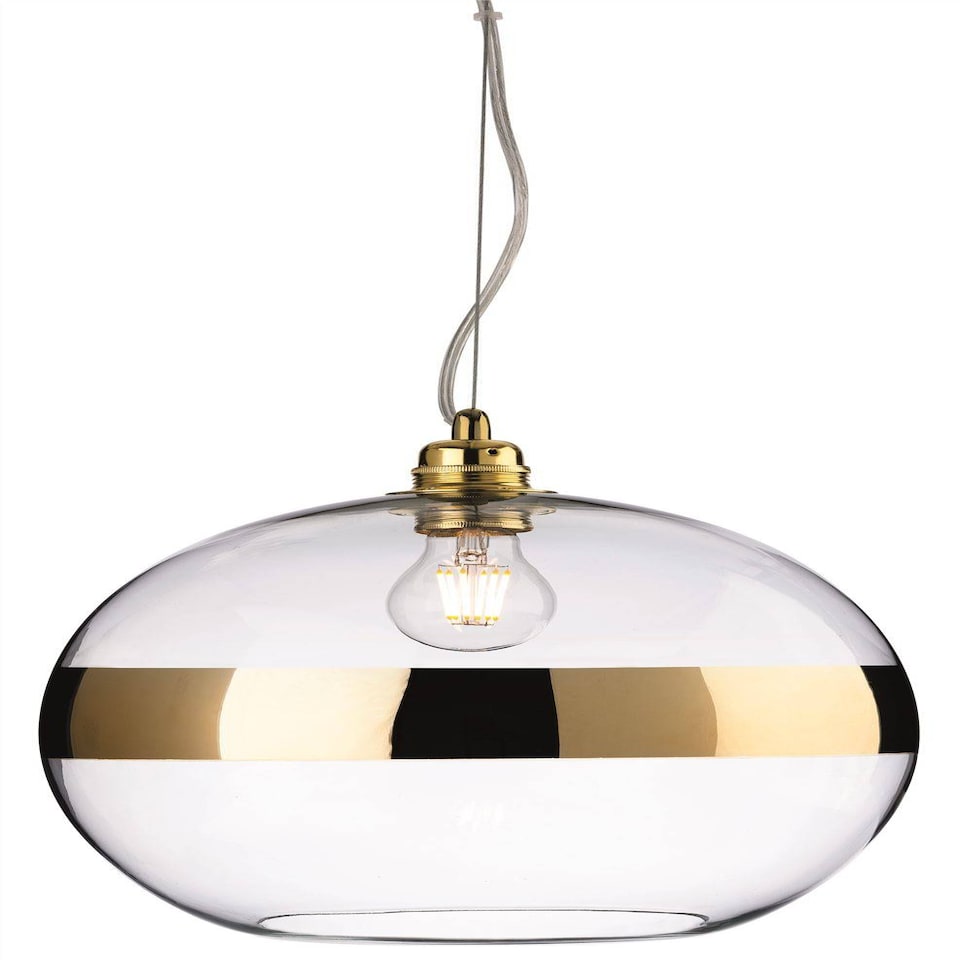 Saturn 1 Light Globe Ceiling Pendant Gold, Clear Glass, E27