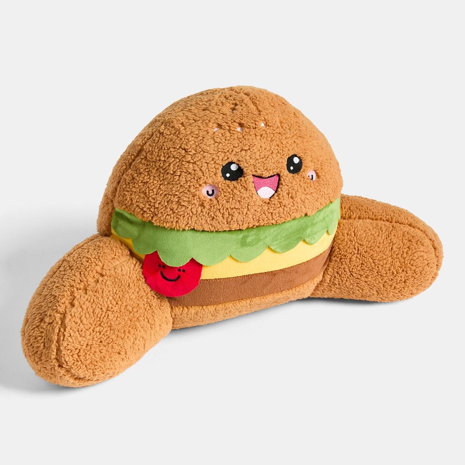 image 1 of OHS Kids Hammy The Hamburger Cuddle Cushion Character Backrest Reading Pillow