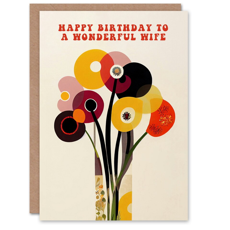 image 1 of Cheerful Spring Flower Blooms Flowers Bright Wife Birthday Card