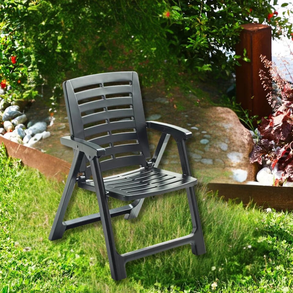 image 1 of Outdoor Folding Garden Chairs with Arms | Black | 1