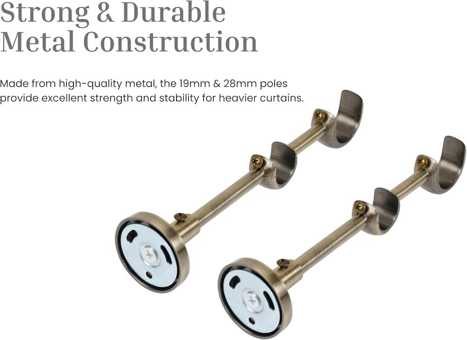image 1 of Lister Cartwright Double Curtain Extendable Pole Set with Antique Brass Ball Finials- 19mm & 28mm Metal Poles(120- 320 cm)