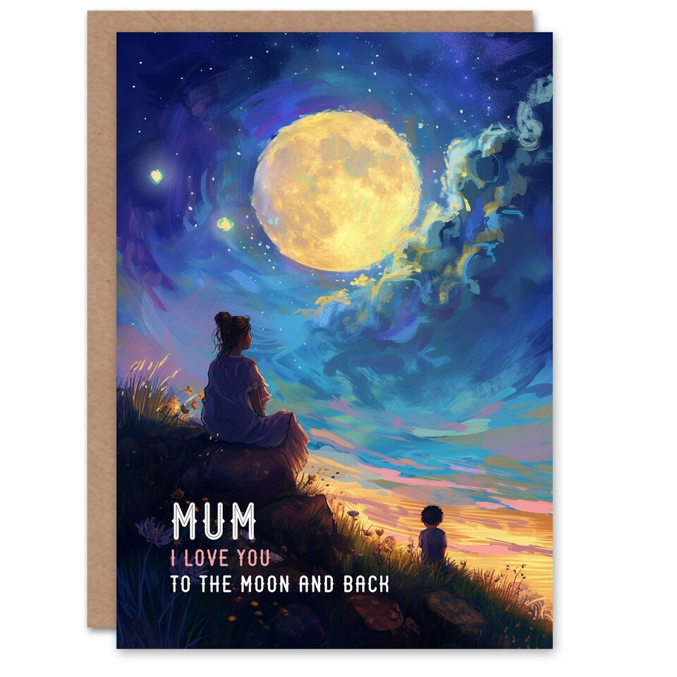 image 1 of Mothers Day Card Love You Moon Back Mum Card