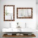 image 5 of COSTWAY Farmhouse Wall Mirror Wood Vanity Wall Mirror Brown Brown