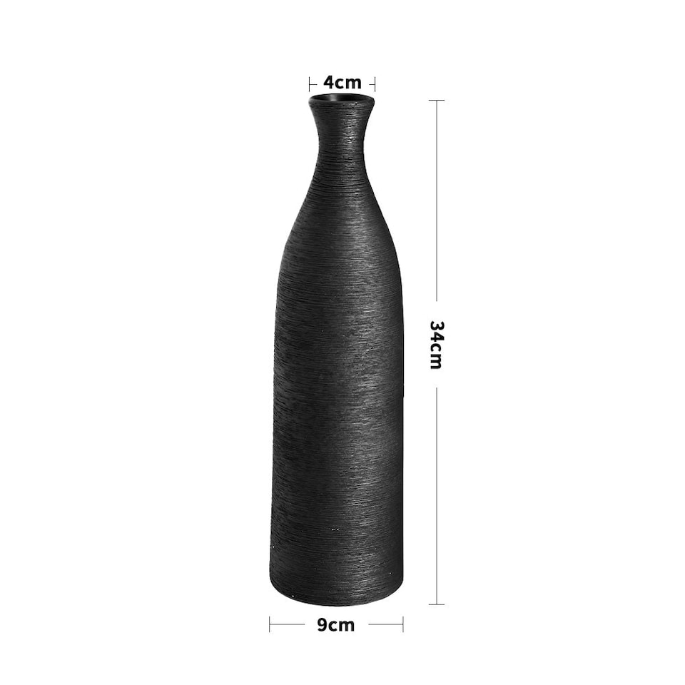image 1 of Living and Home Modern Tall Porcelain Vase for Flowers - Black