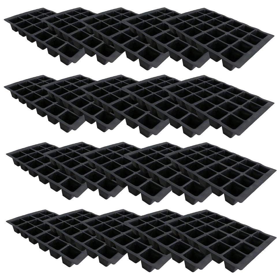 image 1 of 24 Cell Plant Trays Bedding Plant Pack Plastic Inserts Seed Tray Pots- 60 Trays Black