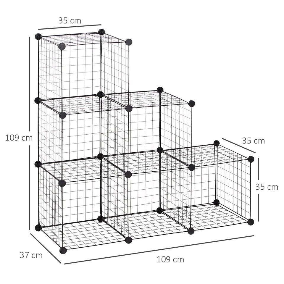 image 1 of HOMCOM DIY 6 Cube Metal Wire Rack Interlocking Storage Cabinet Organiser Display
