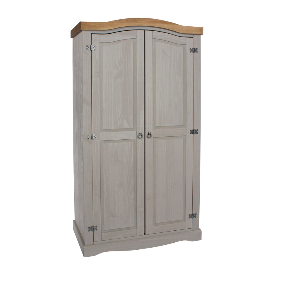 image 1 of Premium Corona 2 Door Wardrobe in Mexican Pine, Classic Design with Metal Hardware | Grey | Grey | One Size | 1
