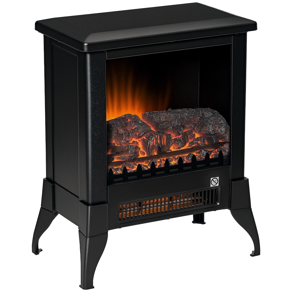 image 1 of HOMCOM Electric Fireplace Stove, Free standing Fireplace Heater with Realistic Flame Effect, Adjustable Temperature and Overheat Protection, Black