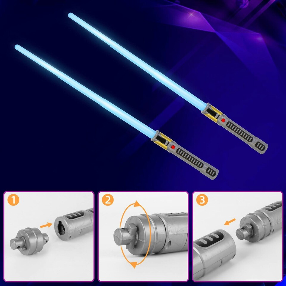 image 1 of Space Sword Telescopic Light-Up Toy - 7-Color LED, Sound Effects, Mute Mode & 60-Inch Extendable Role-Play Toy for Kids Ages 3plus