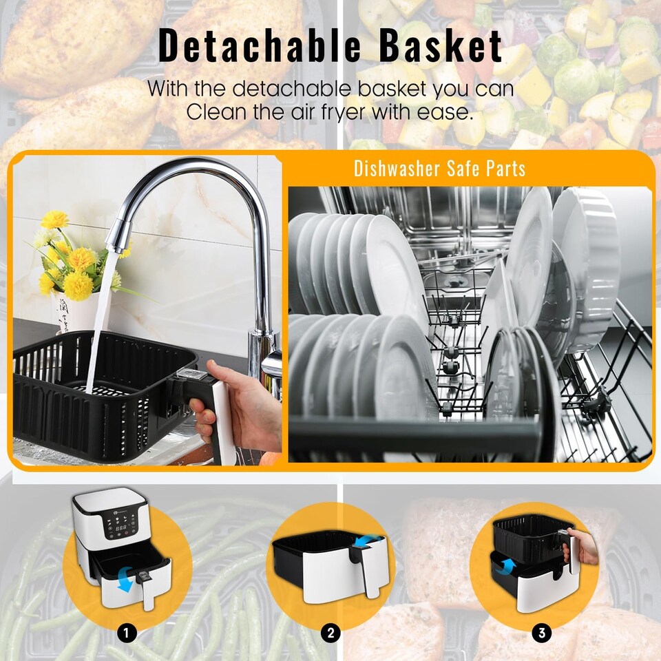 image 1 of 5.5L Digital Air Fryer with Timer and Low Fat Oil Free White