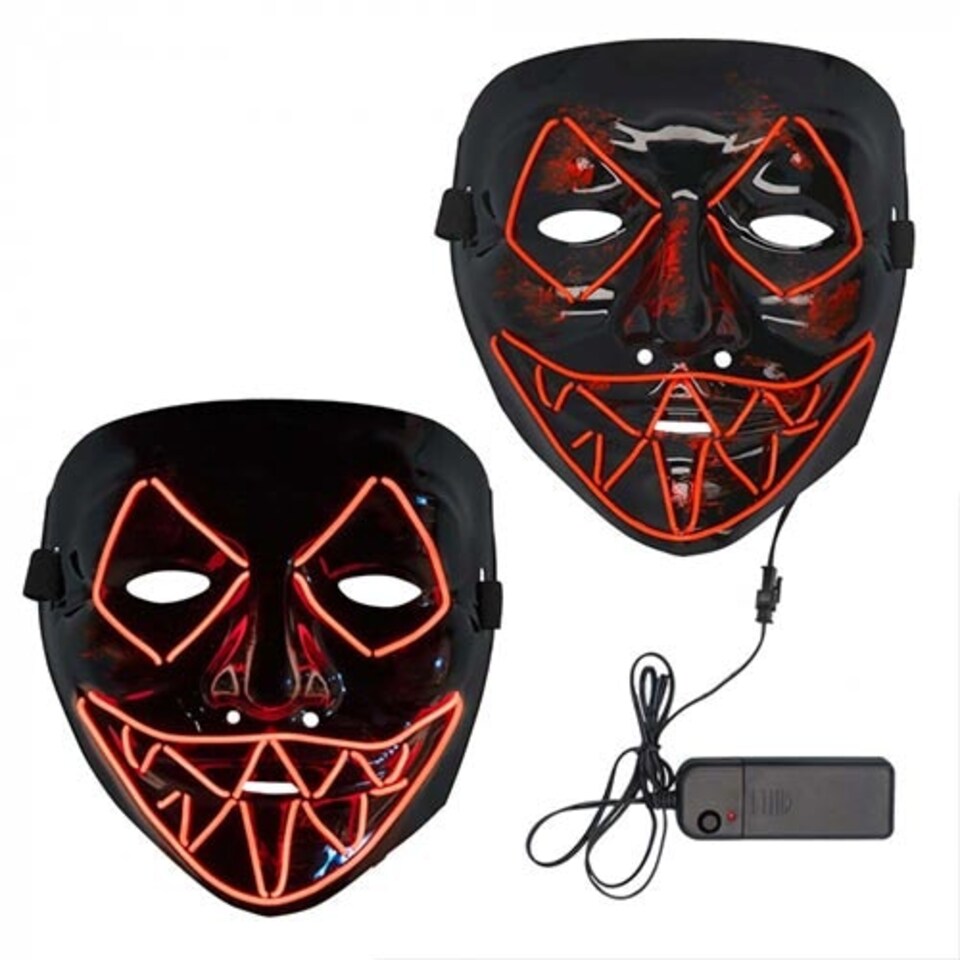 Red Killer Halloween LED Plastic Face Mask 19cm