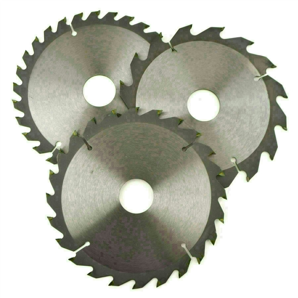 image 1 of 3pc 160mm TCT Circular Saw Blades 16/24/30 TPI & Adapter Rings Reducer TE858