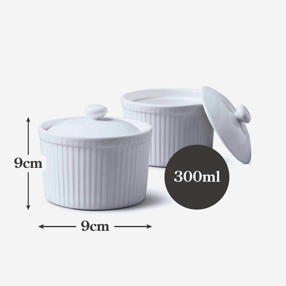 image 1 of Porcelain Ramekin with Lid (9cm), Set of 2 | Multi | 2