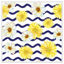 Bright yellow flowers & zig zags (Picutre Frame) White | XS