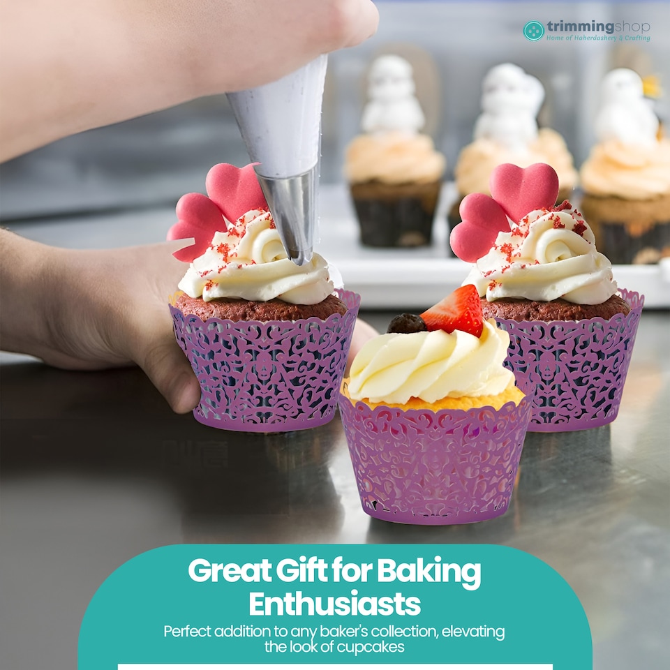 image 1 of Cupcake Wrappers Laser Cut Floral Design Paper Cup Holders - 25pcs