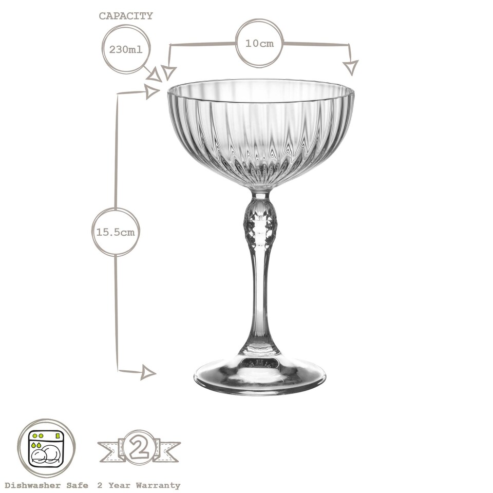 image 1 of Bormioli Rocco America '20s Champagne Saucers - 230ml - Clear - Pack of 6