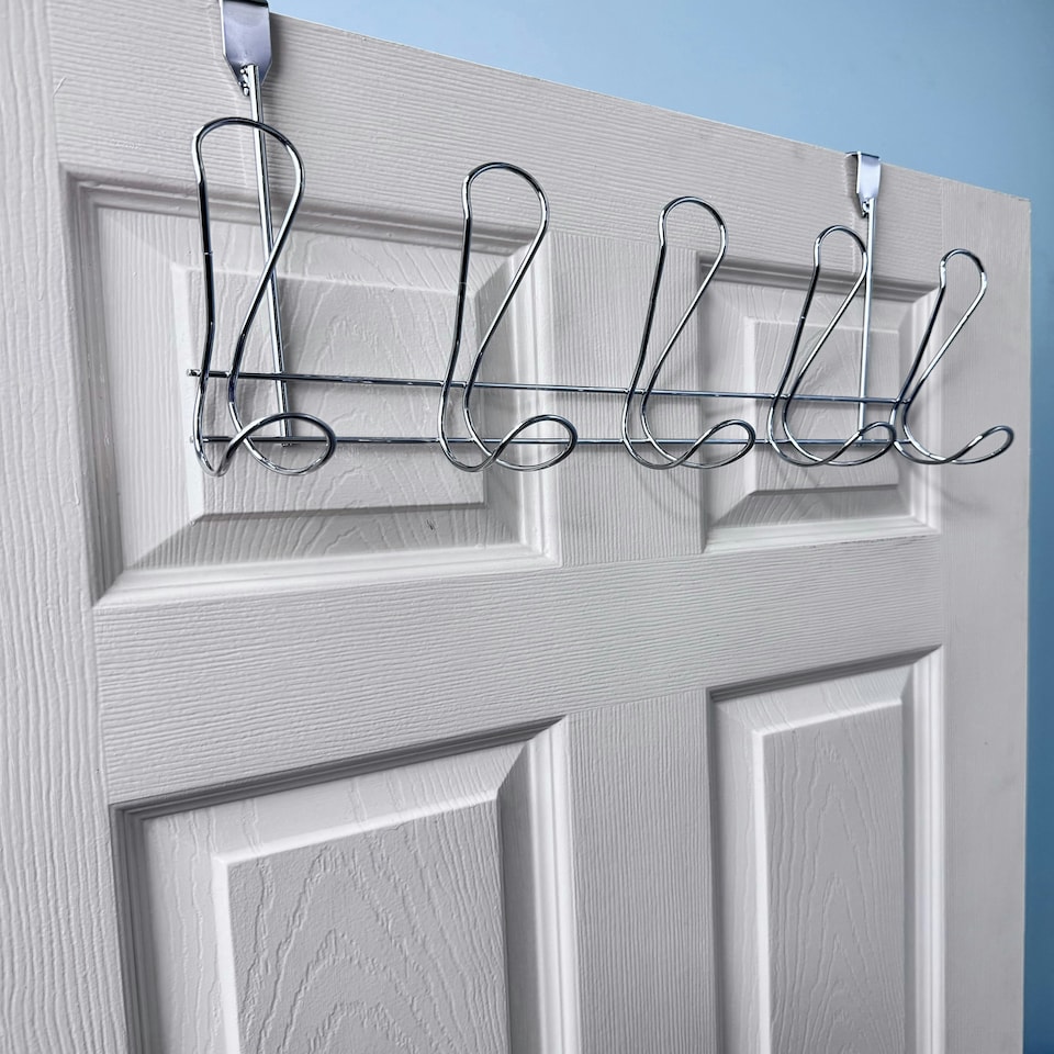 image 1 of Showerdrape Lyrical Chrome Over Door Storage Hooks