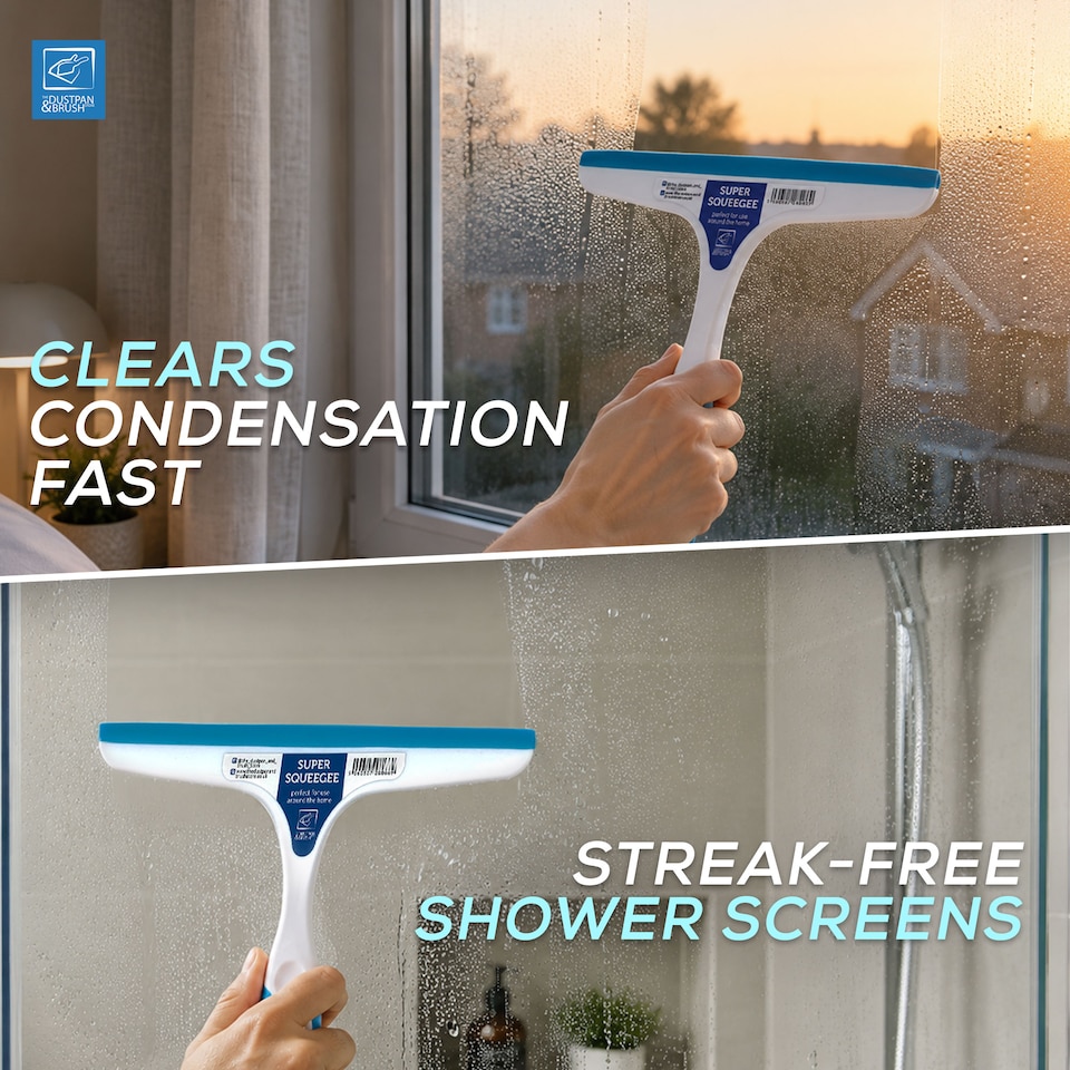 image 1 of Glass Cleaning Window Squeegee with Rubber Blade Easy Grip Handle