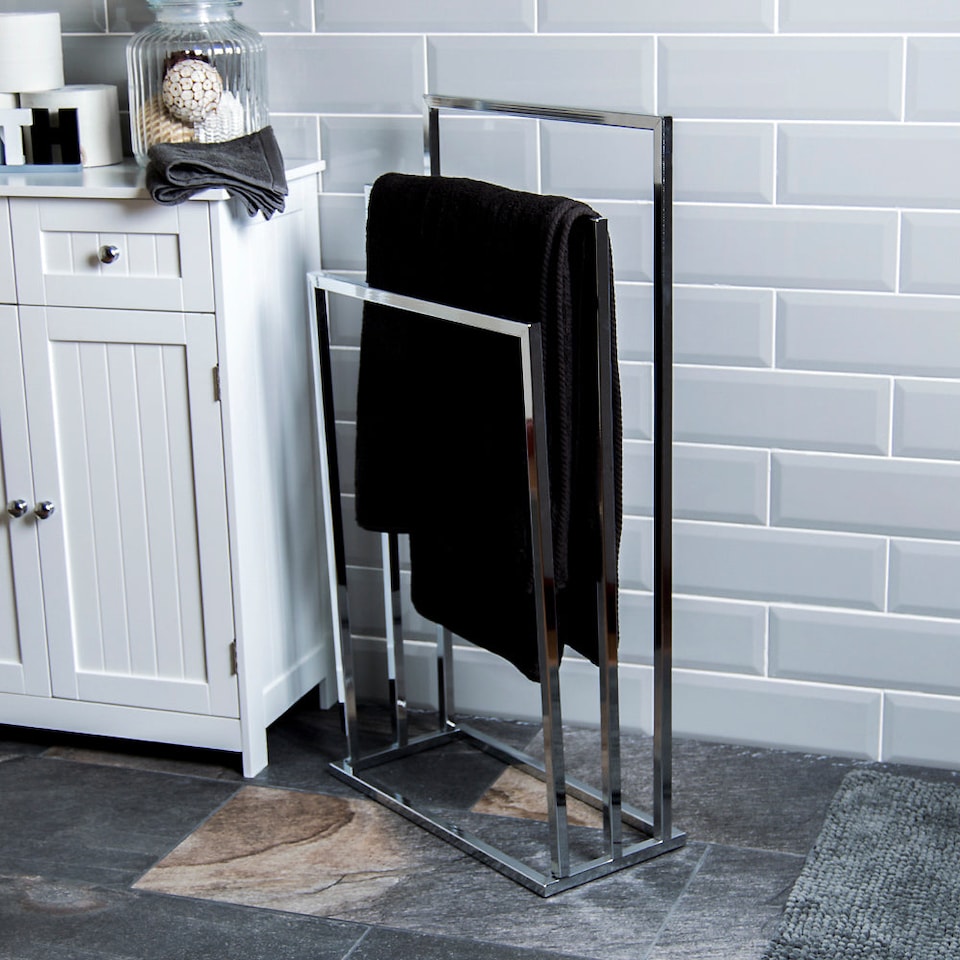 image 1 of Bath Vida 3 Tier Towel Stand Holder Bathroom Unit - Square Shaped
