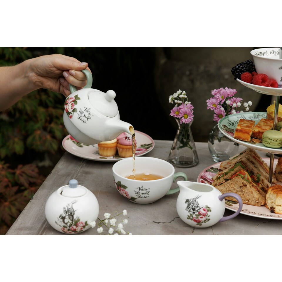 image 1 of Mikasa Alice in Wonderland Tea Set Bone China Stacking | White | 1