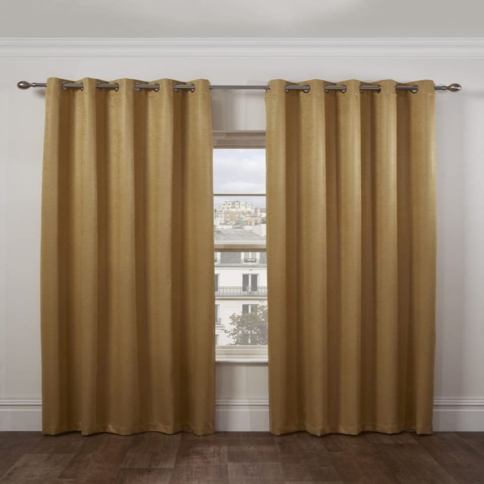 image 1 of Metro Thermal Blackout Eyelet Curtains 116cm x 183cm Ochre | Yellow | Yellow