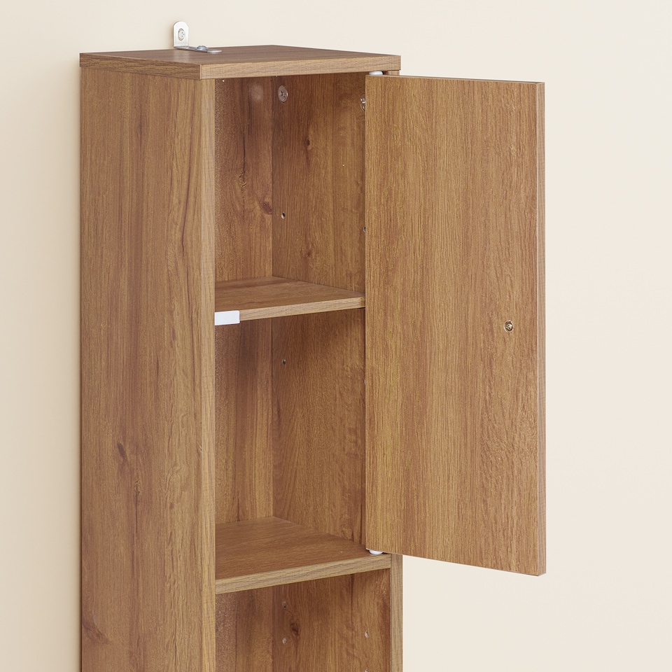 image 1 of SoBuy BZR34-II-PF,Tall Bathroom Storage Cabinet with 4 Adjustable Shelves and 1 Drawer | Brown | Dark Brown | 1