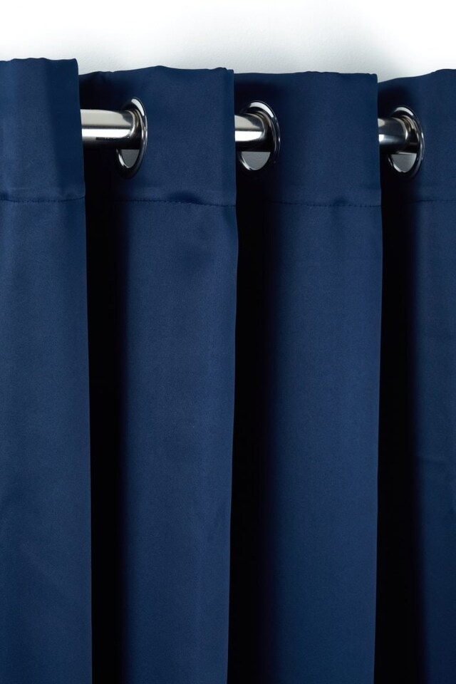 image 1 of Woven Thermal Blackout Eyelet Curtains Navy 228cm x 228cm | Blue | Blue