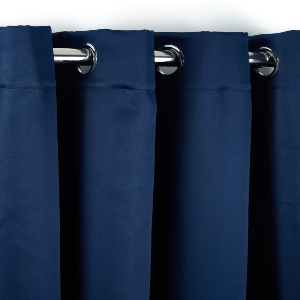 image 1 of Woven Thermal Blackout Eyelet Curtains Navy 228cm x 228cm Blue | Blue