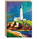 image 1 of St Mary's Lighthouse Northern Lights Sky Him Her Birthday Card