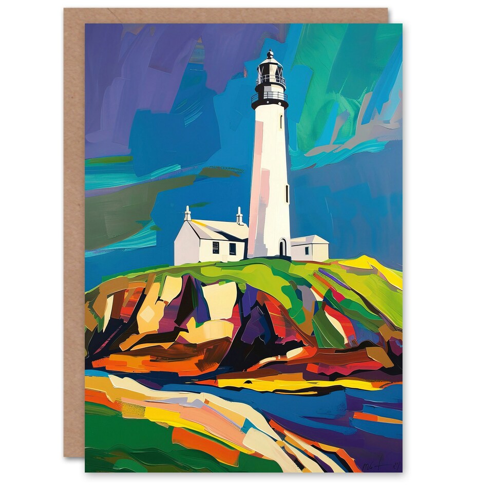 image 1 of St Mary's Lighthouse Northern Lights Sky Him Her Birthday Card