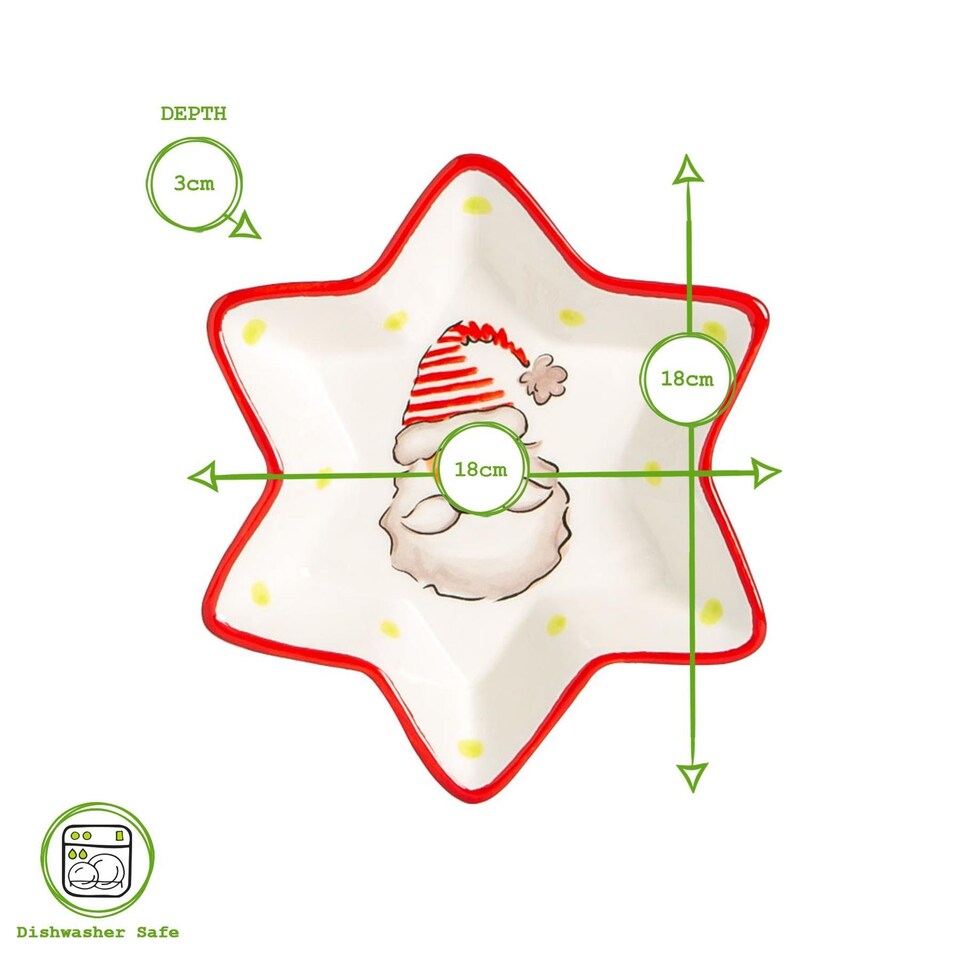 image 1 of Nicola Spring Father Christmas Star Serving Plates - 18cm - White | White | White