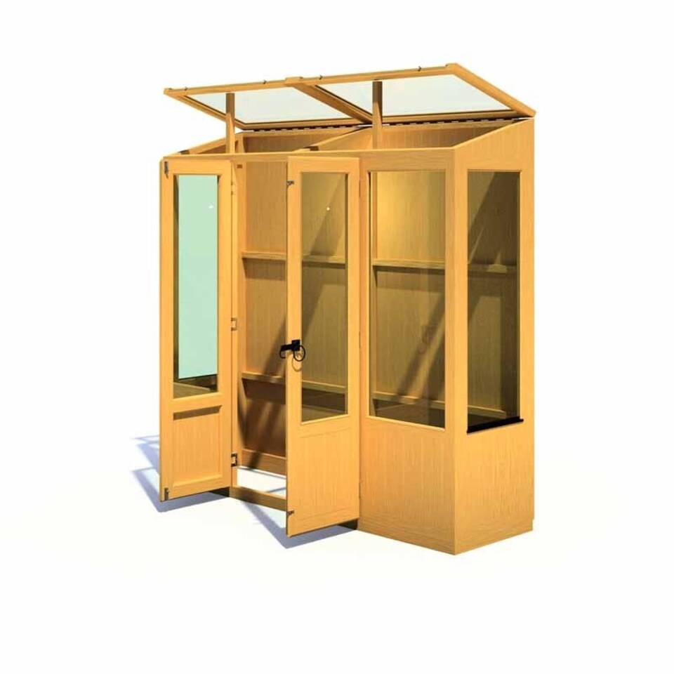 image 1 of Holme 7 x 2 Double Door Greenhouse - Timber - L61.8 x W209 x H200.7 cm