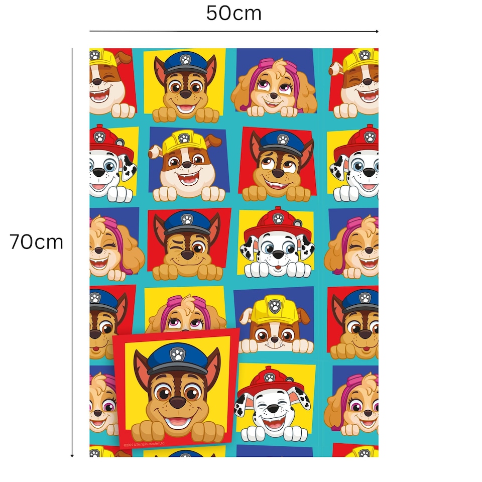 image 1 of Paw Patrol 2 Sheets & 2 Tags Gift Wrap