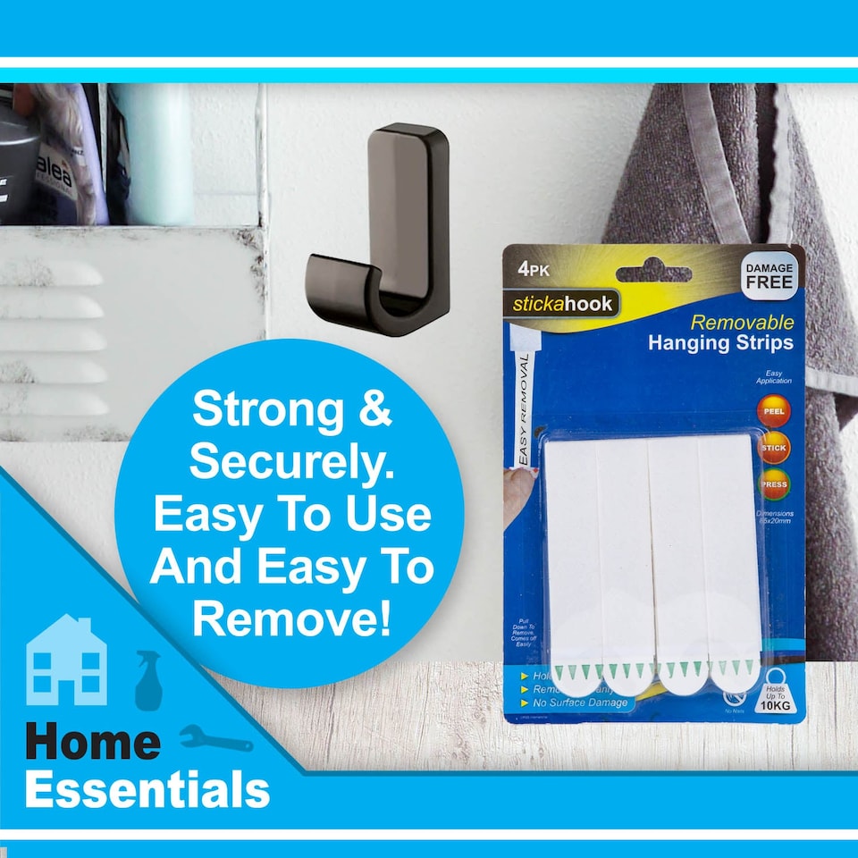 image 1 of VFM e-Store Removable Picture Hanging Hooks, Pack of 4 - Damage-Free Hanging Solution