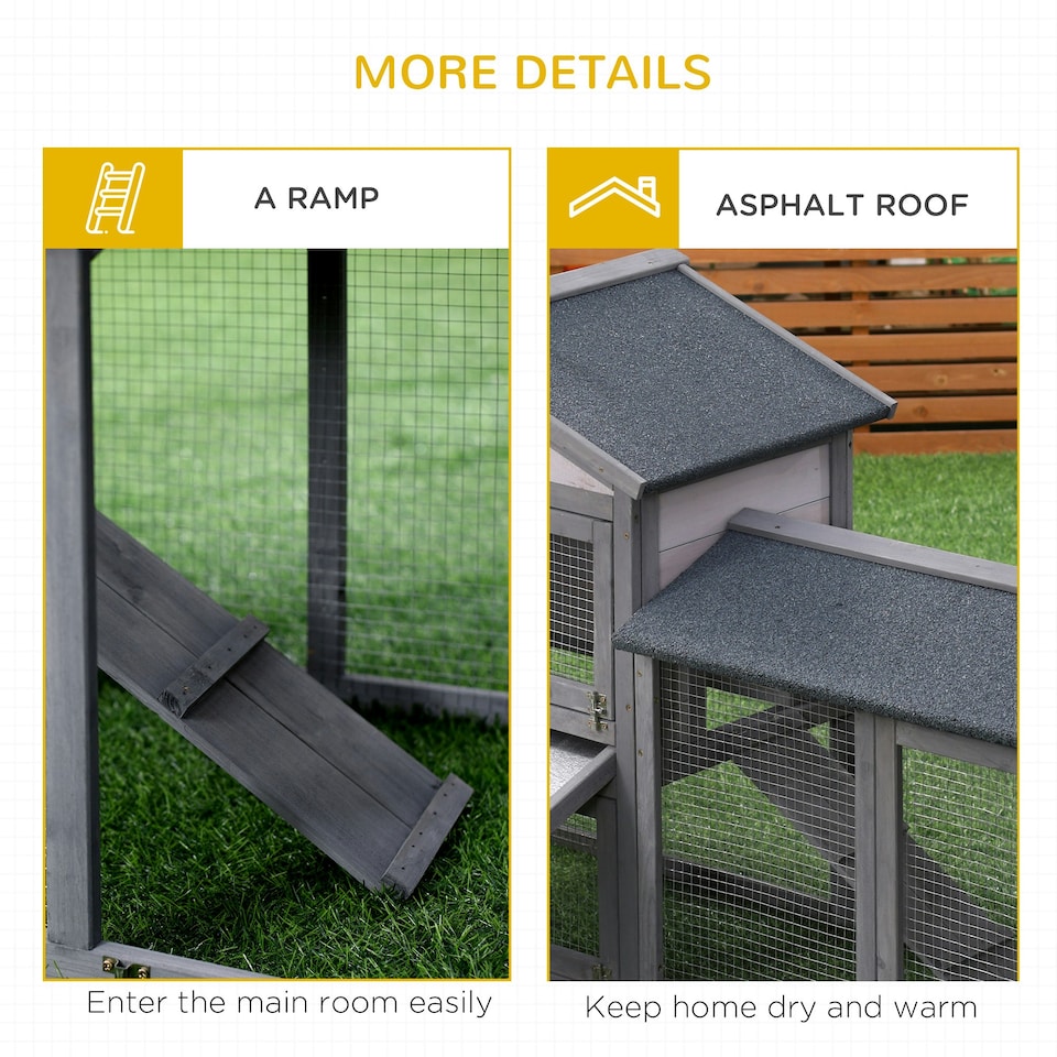 image 1 of PawHut Rabbit Hutch, Guinea Pig Hutch Outdoor Double Tier w/ Ramp, Grey