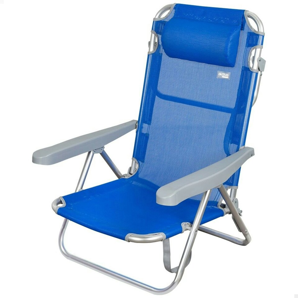 image 1 of Folding Chair with Headrest Aktive Gomera Blue 48 x 84 x 46 cm (2 Units) N/A