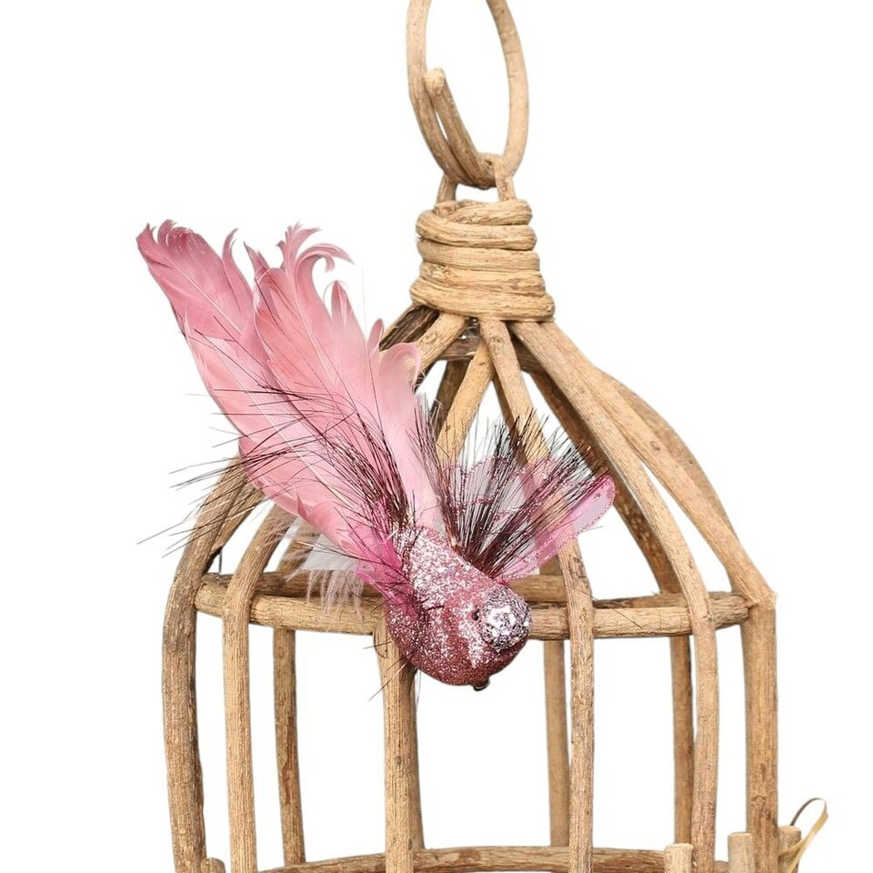 image 1 of Decorative Pink Fantasy Bird With Clip - 15cm