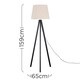 image 5 of ValueLights Barbro Black Tripod Floor Lamp Cream Taper Shade & Bulb