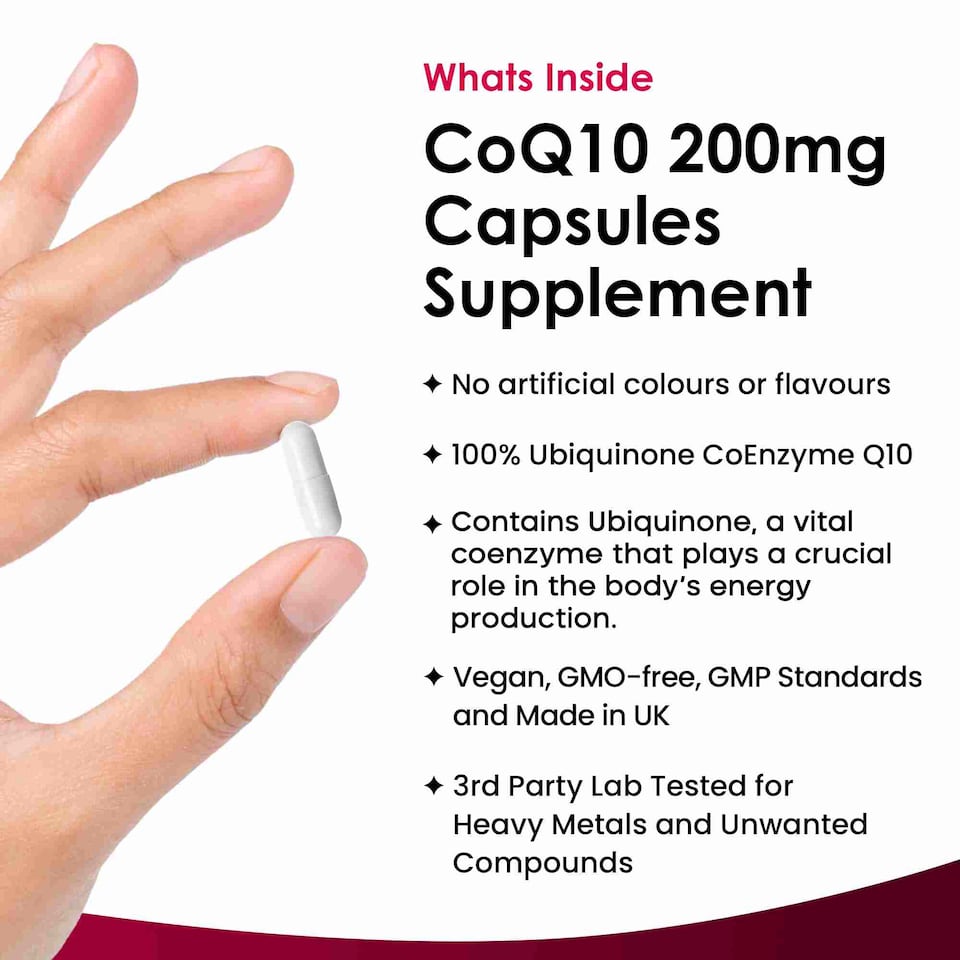 image 1 of CoQ10 200mg - Co Enzyme Pure Ubiquinone 120 Capsule