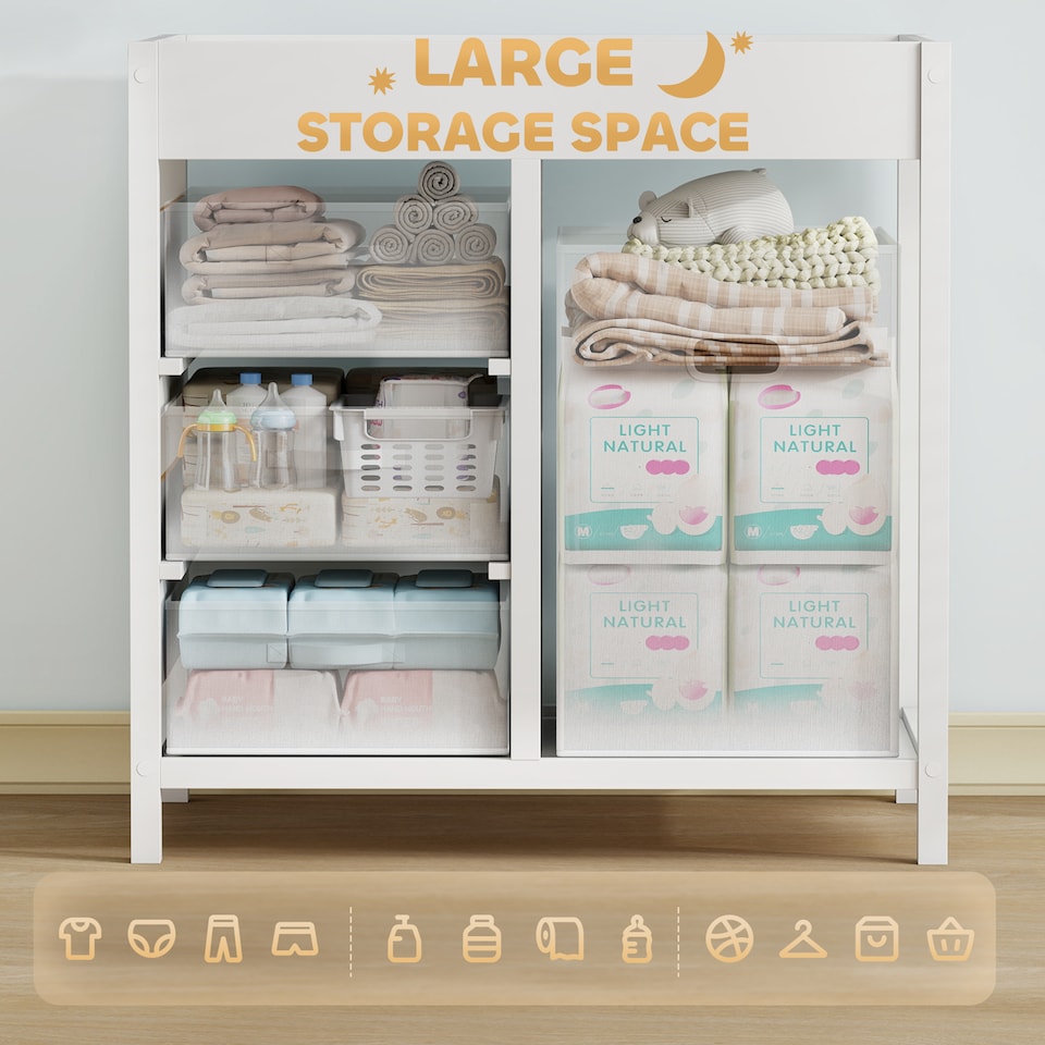 image 1 of AIYAPLAY Baby Changing Unit with 4 Drawers, Diaper Changing Table, White