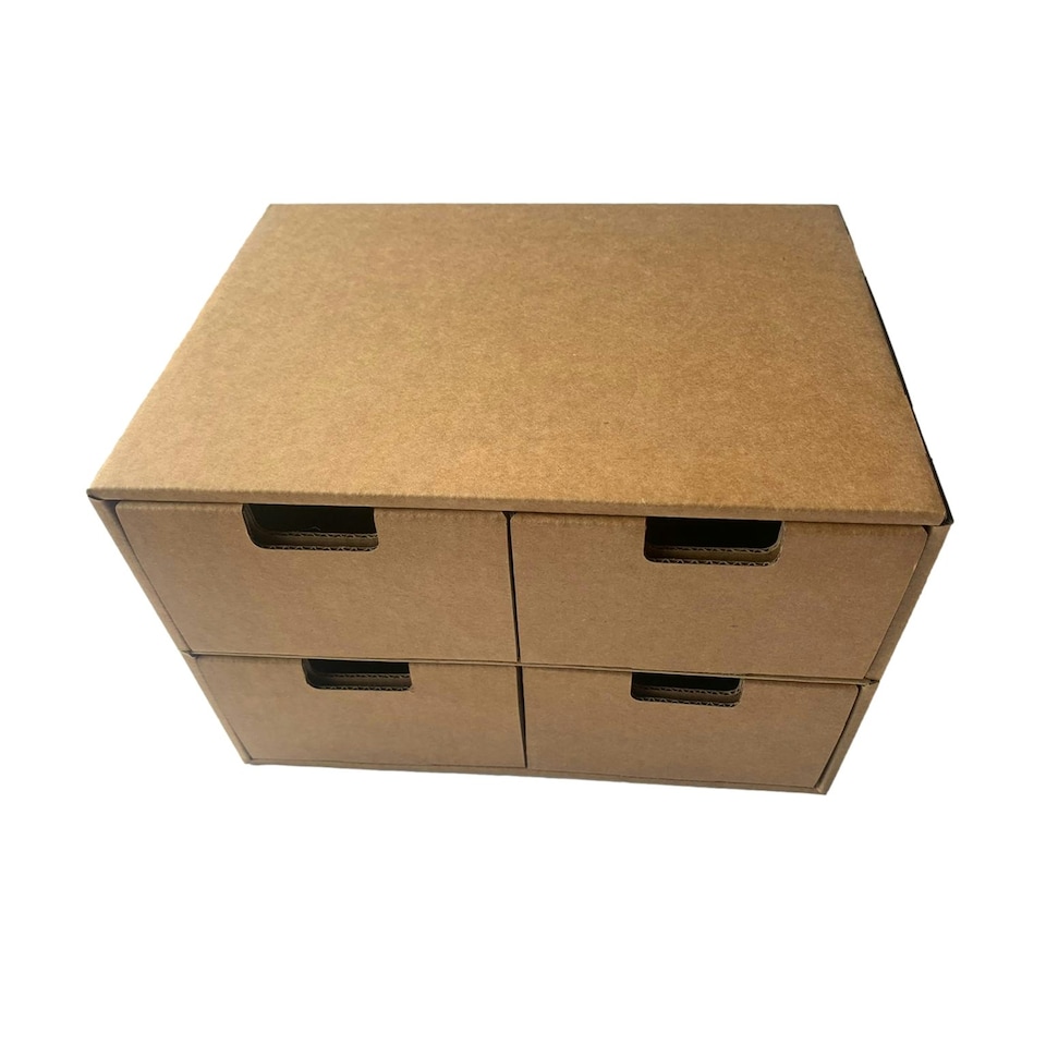 image 1 of Kraft Desktop Organiser Drawers Cardboard DIY Storage Box